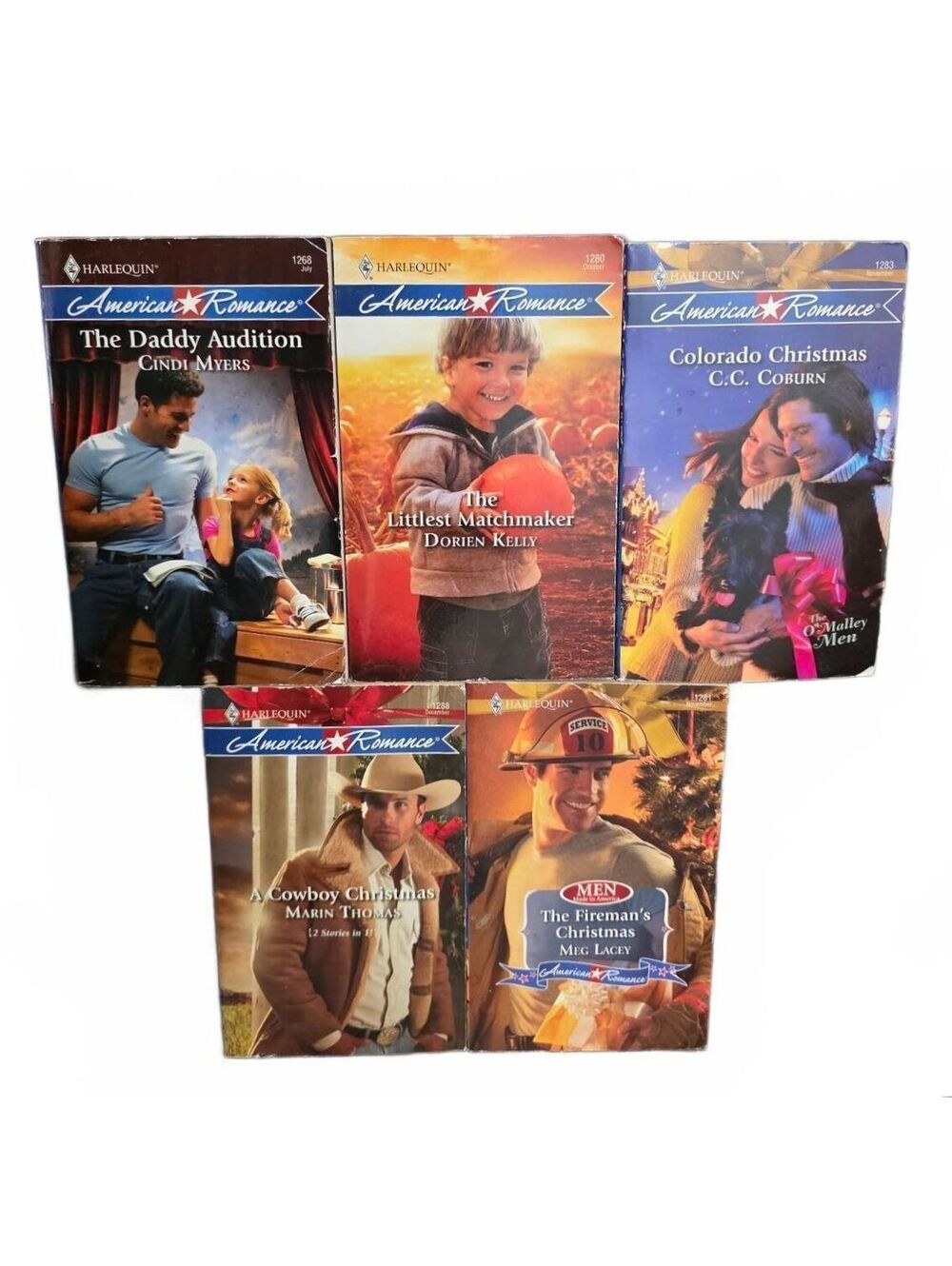 5 Harlequin American Romance Christmas Book Holiday Western Fireman Cowboy